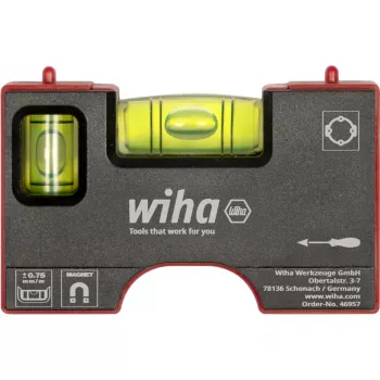 Niveau à bulle miniature WIHA Pocket 46957 8 cm gris/rouge avec base magnétique