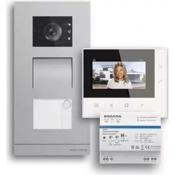 ABB Welcome Basic kit d'interphone vidéo 2 fils pour maisons individuelles, poste intérieur 7 inch, poste extérieur encastré