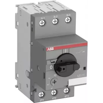 ABB MS116-0.16 disjoncteur-moteur, 0,1-0,16 A, 3 pôles, classe de déclenchement 10, 690V AC, bornes à vis