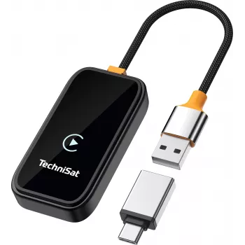 TechniSat Technicast 100 Adaptateur sans fil CarPlay et Android Auto – noir, USB-C, Plug & Play