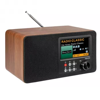 Albrecht DR 863 Radio numérique DAB+ FM avec Bluetooth, boîtier en bois, écran couleur, batterie rechargeable