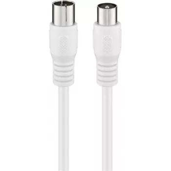 Goobay câble d'antenne coaxial, blindage classe A+ >85 dB, double blindage, 75 Ohm, 1,5 m, blanc, fiche coaxiale vers embase coaxiale