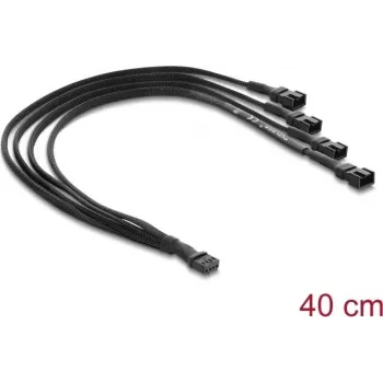 Delock répartiteur de câble ventilateur 1 x 4 broches PWM femelle vers mâle + 3 x 4 broches mâles (3 broches occupées) avec gaine tressée 40 cm noir