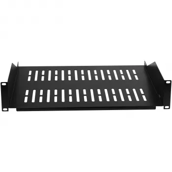 EFB Elektronik 19 inch 2U Fixed Rack Shelf, 400 mm Depth, 22 kg Load, Black RAL 9005