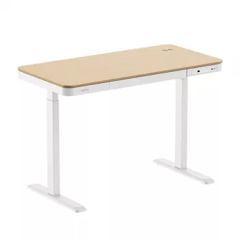 Bureau assis-debout LogiLink, moteur simple, 118x60cm, avec charge sans fil, blanc