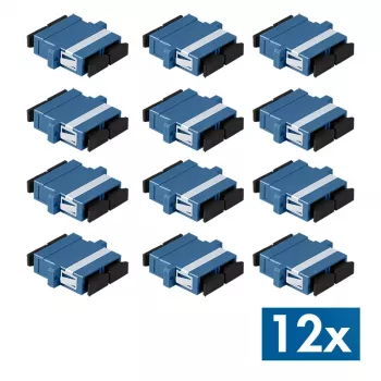 Adaptateur fibre SC duplex LogiLink avec bride, bleu, monomode UPC, lot de 12