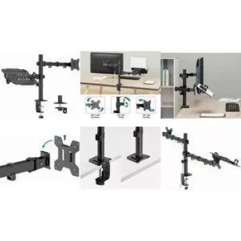 Support de bureau pour moniteur et ordinateur portable LogiLink BP0220, 17 pouces-32 pouces, moniteur 10kg, ordinateur portable 9kg, noir