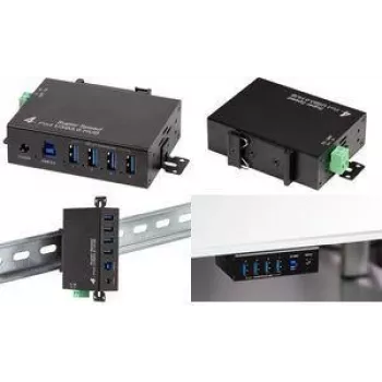 Hub métallique industriel LogiLink USB 3.0 4 ports avec montage sur rail DIN