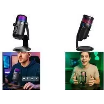 Microphone à condensateur USB LogiLink HS0058 avec lumière RGB, 192 kHz, noir