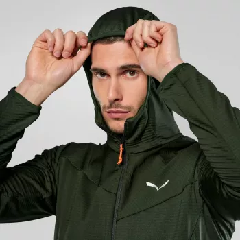 Veste polaire à capuche Salewa Puez Altavia PL HD pour homme - Dark Olive, taille M