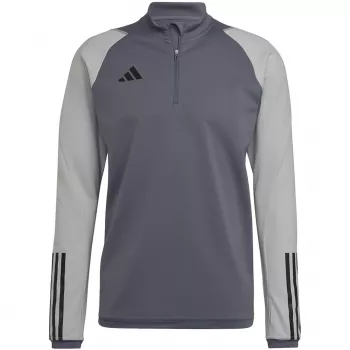 Sweat d'entraînement adidas Tiro 23 Competition homme Team Grey Four coupe slim demi-zip manches longues AEROREADY polyester recyclé HU1316