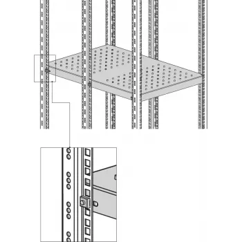 Étagère fixe renforcée EFB Elektronik 6U montage latéral 200 kg gris clair RAL 7035