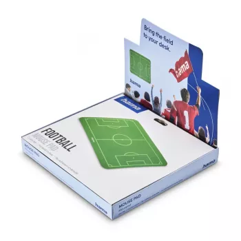 Tapis de souris football HAMA vert/blanc 220x180 mm antidérapant surface textile base caoutchouc