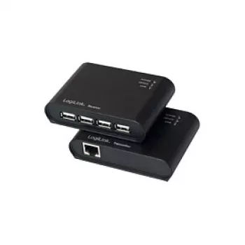 LogiLink Extender USB 2.0 Cat.5 avec hub 4 ports, 50 m, noir