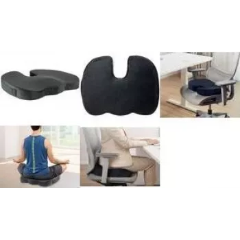 LogiLink coussin de siège orthopédique en mousse à mémoire de forme avec poignée de transport, noir (EO0089)