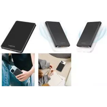 Batterie externe sans fil magnétique LogiLink PA0352 5000 mAh 20W PD USB-C noire