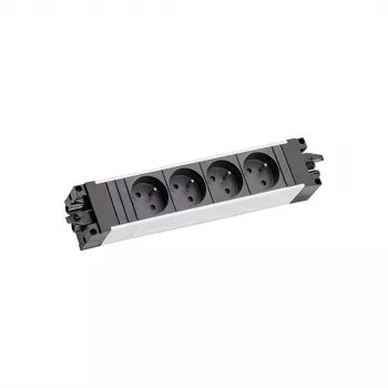 Bachmann STEP ALU 6x UTE GST18 France – multiprise aluminium 6 prises avec entrée GST18, 230V/16A, 3680W, argent/noir