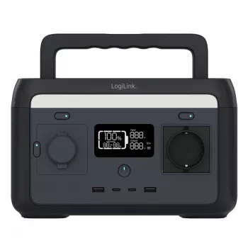 Station électrique portable LogiLink 300 W batterie LiFePO4, 288 Wh onde sinusoïdale pure, 60 W USB-C PD, QC3.0, Solar Ready