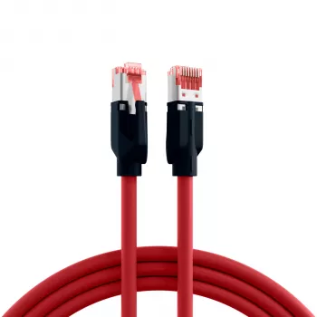 Câble patch industriel RJ45 EFB Elektronik K8048PUI30 Cat.6A S/FTP PUR, Draka UC900 TM21, gaine résistante à l'huile et aux UV, 4x2 x AWG26/7, 30 m, rouge