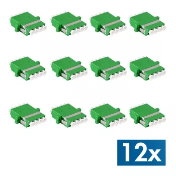 Jeu d'adaptateurs fibre optique LogiLink LC Quad, 12 pièces, vert, avec bride, SC duplex breakout