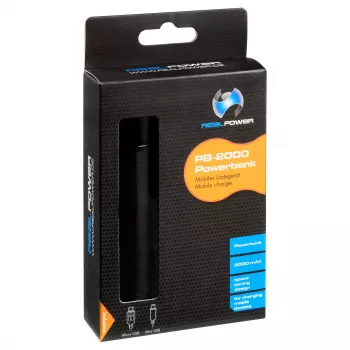 Batterie externe RealPower PB2000 mAh aluminium, noire