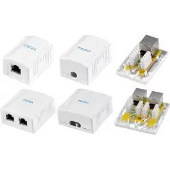 Boîtier en saillie blindé LogiLink Cat.6A, 1x RJ45, blanc RAL 9003, 10G, sans outil, PoE++