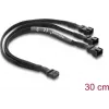 Câble répartiteur de ventilateur Delock 1 x 4 broches PWM femelle vers 2 x 4 broches PWM mâle (3 broches câblées sur le second) gaine tressée 30 cm noir