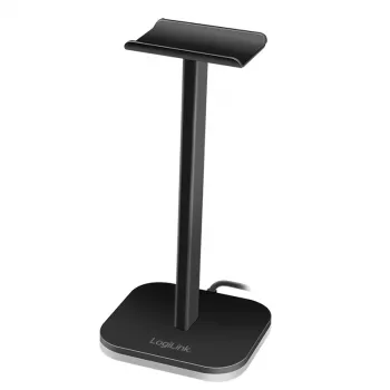 Support de casque LogiLink avec lumière RGB, noir