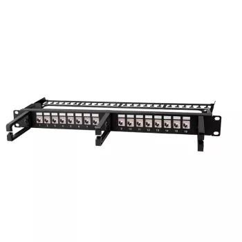 Panneau de brassage Keystone modulaire LOGILINK 16 ports Cat.6A, 19/1U, avec 3 anneaux de câbles, noir