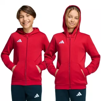 Sweat à capuche zippé adidas Entrada 26 enfant rouge KH1781 152 cm