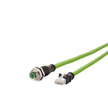 Câble Ethernet industriel METZ CONNECT 142M2X25100 - 10 m Cat 6a S/FTP, connecteur M12 codé X vers RJ45 mâle, sans halogène vert
