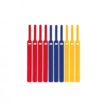 Attaches câbles velcro LABEL THE CABLE LTC BASIC STRAPS, 17 cm, lot de 10, multicolore (bleu, jaune, rouge)