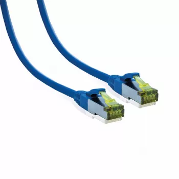 IT-BUDGET câble patch Premium Full Copper Cat.6A avec câble brut Cat.7 600 MHz sans halogène PoE+ 10Gbps bleu 3m