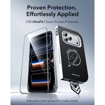 ESR Ultra-Fit Classic protection d'écran en verre trempé lot de 2 pour iPhone 17 Pro / 18 Pro - noir