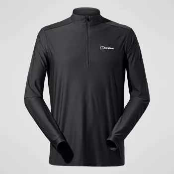 Haut à manches longues et demi-fermeture éclair Berghaus 24/7 Tech Tee LS HZ pour homme, noir profond