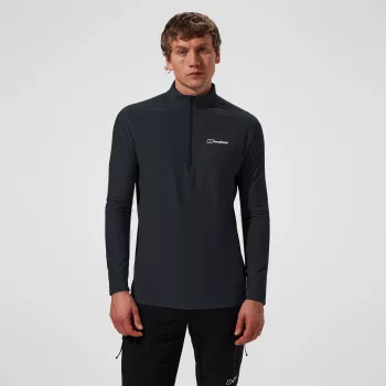 Haut à manches longues et demi-fermeture éclair Berghaus 24/7 Tech Tee LS HZ pour homme, noir profond