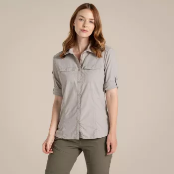 Chemise de voyage Craghoppers NosiLife Adventure LS Shirt III pour femme - Soft Mushroom