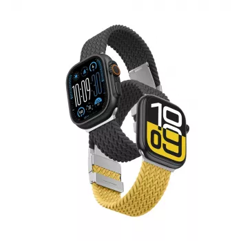 AMAZINGTHING Blend Band lot de 2 bracelets pour Apple Watch 45/46/49mm - jaune-noir & noir