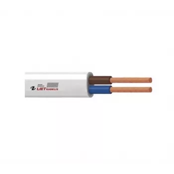Câble plat double PVC souple blanc H05VVH2-F 2x1 mm² 50m