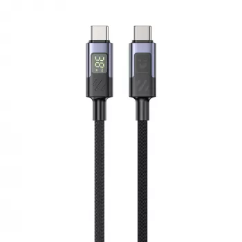 UNITEK câble USB-C vers USB-C avec affichage LED de puissance 60 W PD 480 Mbps 1 m tressé noir