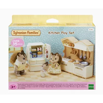 Cuisine de campagne avec réfrigérateur Sylvanian Families - ensemble de meubles de maison de poupée