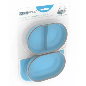Distributeur combiné de nourriture et d'eau pour chat SEGULA 70950, plastique, Bleu, 0,4 L