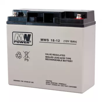 Batterie UPS MPL POWER ELEKTRO MPL MW POWER MWS 18-12 accumulateur plomb-acide VRLA AGM sans entretien 12 V 18 Ah noir, gris