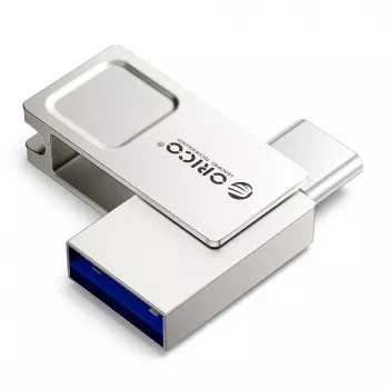 Clé USB ORICO U301 256 Go double USB-A USB-C 3.2 Gen 1 argent