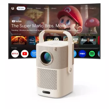 Projecteur portable Yaber T2 Plus GTV 1080p 450 ANSI Google TV JBL Dolby Audio avec batterie - beige