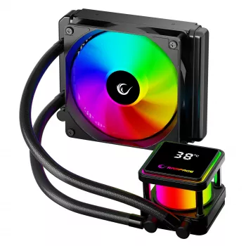 Ventirad liquide CPU Rampage INFINITE V120 ARGB 120 mm avec affichage de température, noir