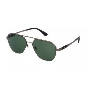 Lunettes de soleil rectangulaires POLICE SPLP30-590627 homme - Monture noire, verres gris, protection UV400