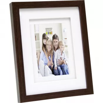 Cadre photo en bois Deknudt S65KQ1 15x20 brun double passe-partout
