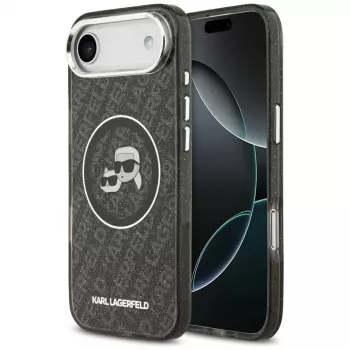 Coque MagSafe KARL LAGERFELD IML Glitter Karl & Choupette Heads Logo pour iPhone Air, noir
