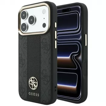 Guess 4G Stripe Round and Classic Logos coque MagSafe pour iPhone 18 Pro Max / 17 Pro Max - noir